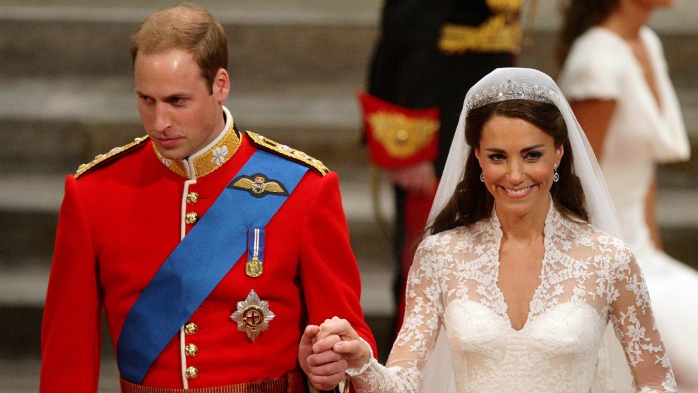 LONDON, ENGLAND - APRIL 29: Prince William and Catherine Middleton leave Westminster Abbey after their Royal wedding ceremony on April 29, 2011 in London, England. The marriage of the second in line to the British throne was led by the Archbishop of Canterbury and will be attended by 1900 guests, including foreign Royal family members and heads of state. Thousands of well-wishers from around the world have also flocked to London to witness the spectacle and pageantry of the Royal Wedding. (Photo by Dave Thompson - WPA Pool/Getty Images)