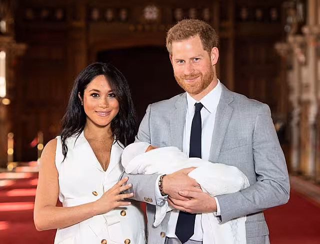 The Duke and Duchess of Sussex with their baby son Archie in 2019 