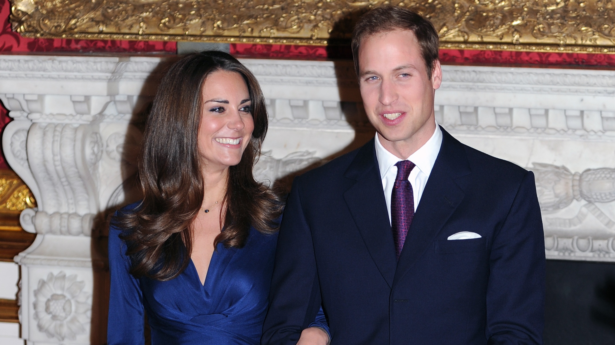 Prince William and Catherine Middleton pose for photographs in the State Apartments of St James's Palace