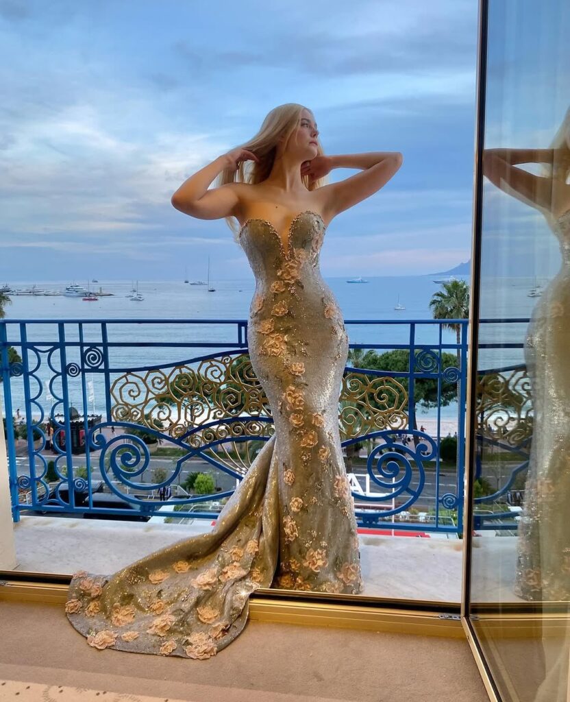 Elle Fanning in Giorgio Armani Privé for "Sentimental Value" premiere in Cannes (May 21, 2025)