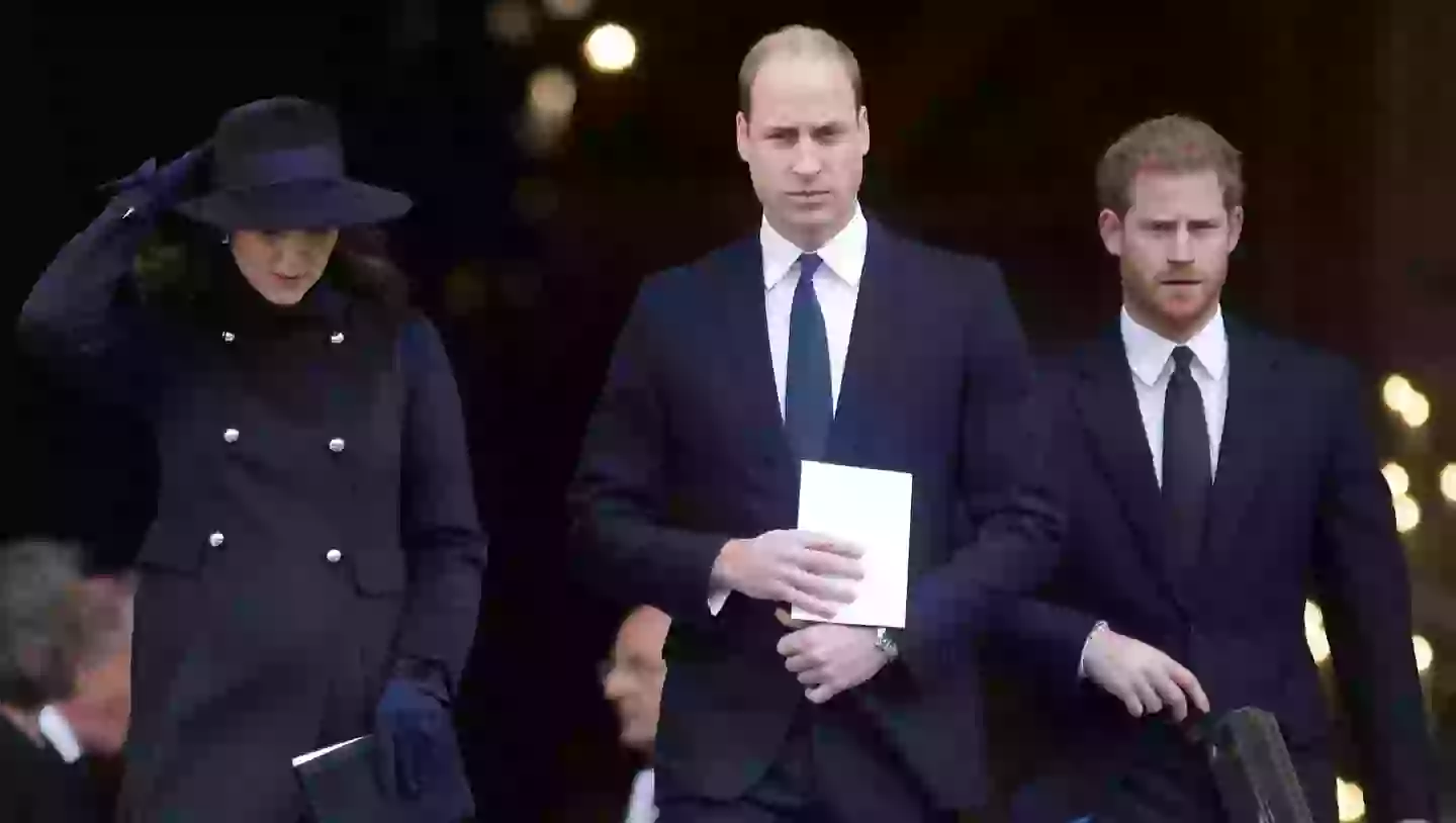 Harry (right) hasn't been seen with his brother (middle) since last summer (Daniel Leavl-Olivas-Pool Getty Images)