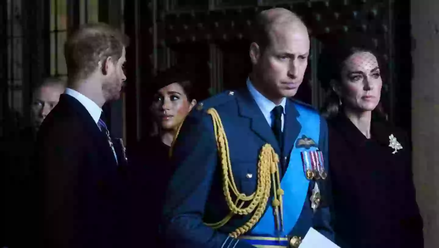 From left to right: Prince Harry, Meghan Markle, Prince William, and Kate Middleton (Emilio Morenatti - WPA Pool/Getty Images)