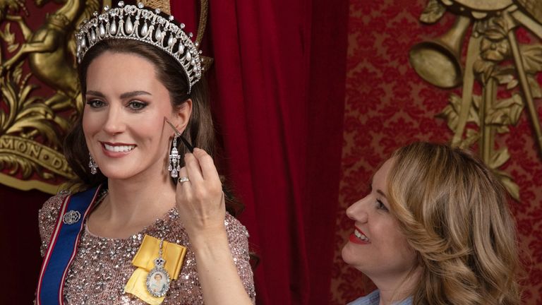 Finishing touches are made to the new Princess of Wales wax figure at Madame Tussauds London. Pic: PA/Madame Tussauds