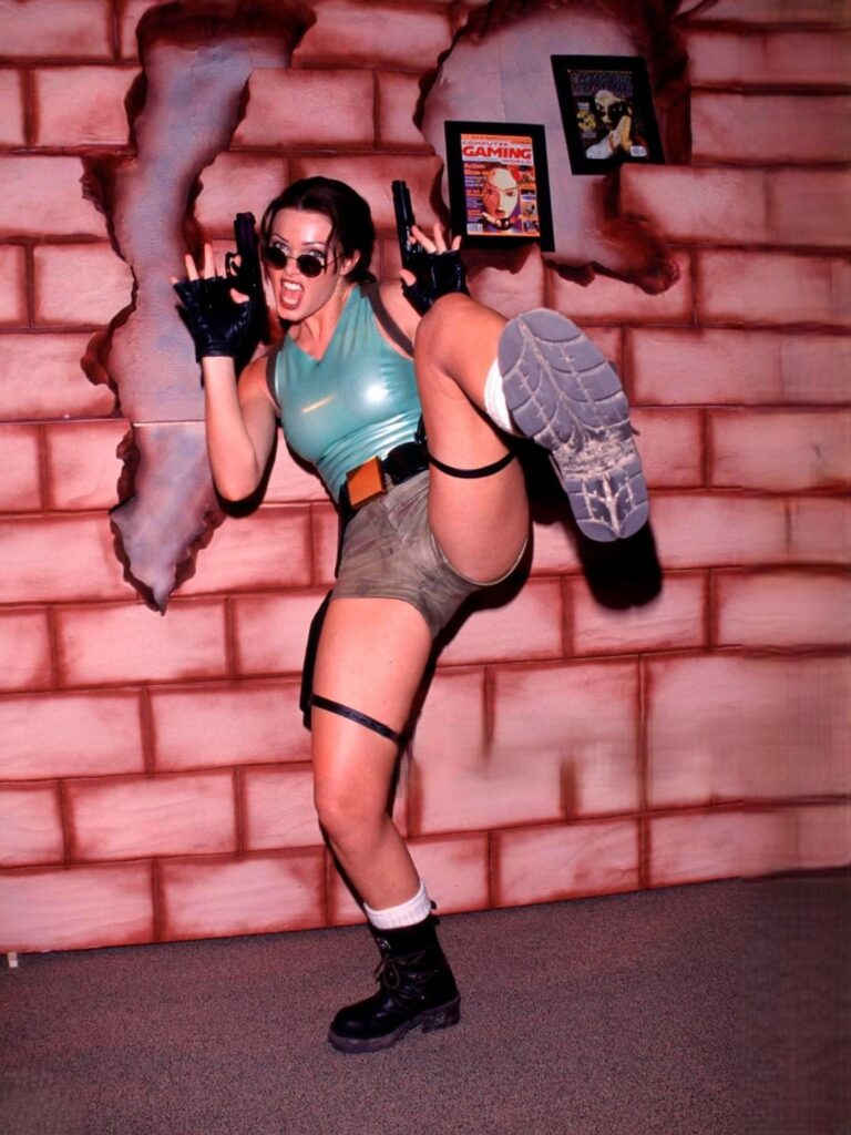 Nell Mcandrew as Lara Croft at the Int'L. Toy Fair. Tomb Raider (1999).