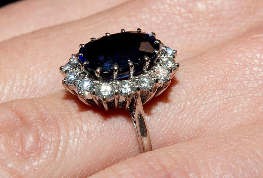Kate Middleton, wearing her engagement ring which once belonged to Diana, Princess of Wales, on the day her engagement to Prince William was announced. Picture date: Tuesday November 16, 2010. Prince William revealed that he proposed using the engagement ring of his mother, Diana, Princess of Wales, to make sure she “didn’t miss out on the excitement”. William and his long-term girlfriend, Kate Middleton, got engaged on holiday in Kenya last month and will marry next year. Photo credit should read: Arthur Edwards/The Sun/Corbis (Photo by © Pool Photograph/Corbis/Corbis via Getty Images)