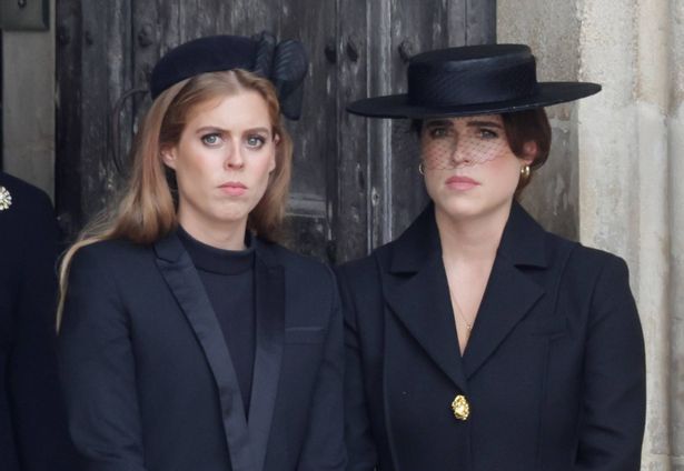 Princess Beatrice Windsor and Princess Eugenie Windsor attend The State Funeral Of Queen Elizabeth II