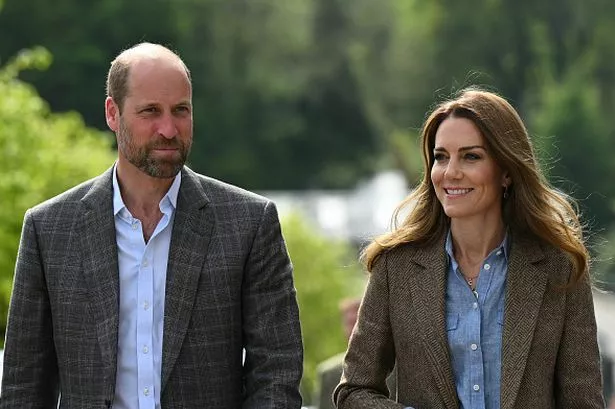 Prince William, Prince of Wales and Catherine, Princess of Wales arrive to visit Aros Hall, a local community hub on April 29, 2025 in Tobermory, Scotland.