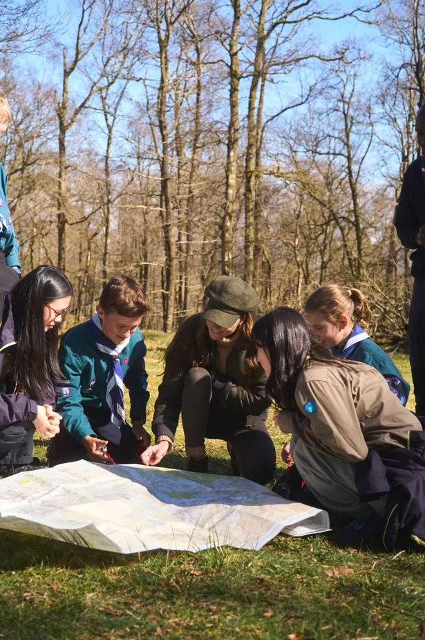 Kate and scouts near Lake Windermere in the Lake District 