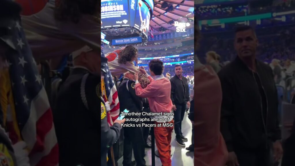 Timothée Chalamet stopped to sign autographs as he entered MSG for Knicks vs Pacers Game 1 #shorts