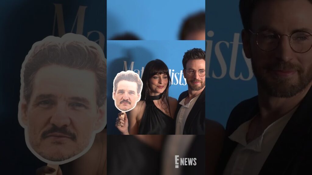 Dakota Johnson, Chris Evans and Pedro Pascal's Cutout at the Materialists NYC Premiere