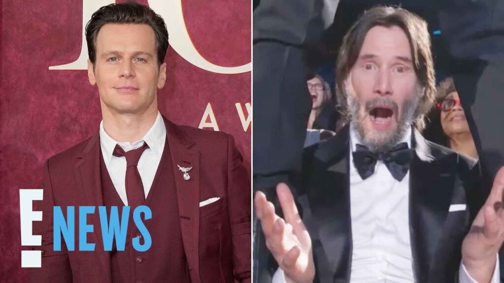 Keanu Reeves Reacts to Being Straddled By Jonathan Groff | Tonys 2025 | E! News