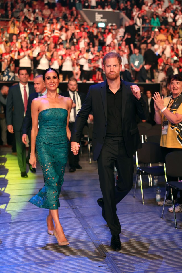 Prince Harry and Meghan, Duchess of Sussex, at a reception in Johannesburg.
