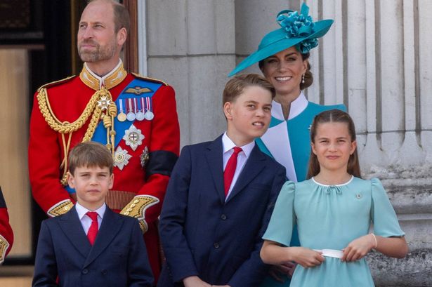 The Prince and Princess of Wales with their children at Trooping the Colour today