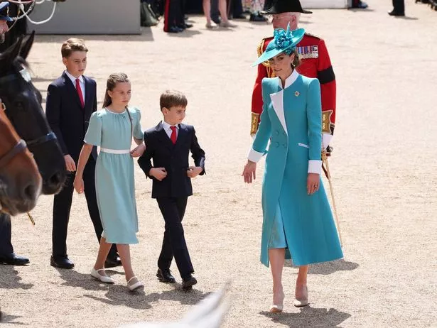 Kate with the children at Horse Guards Parade today