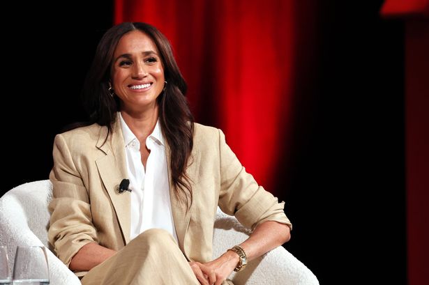 NEW YORK, NEW YORK - APRIL 23: Meghan, Duchess of Sussex speaks onstage during the 2025 TIME100 Summit at Jazz at Lincoln Center on April 23, 2025 in New York City.  (Photo by Jemal Countess/Getty Images for TIME)