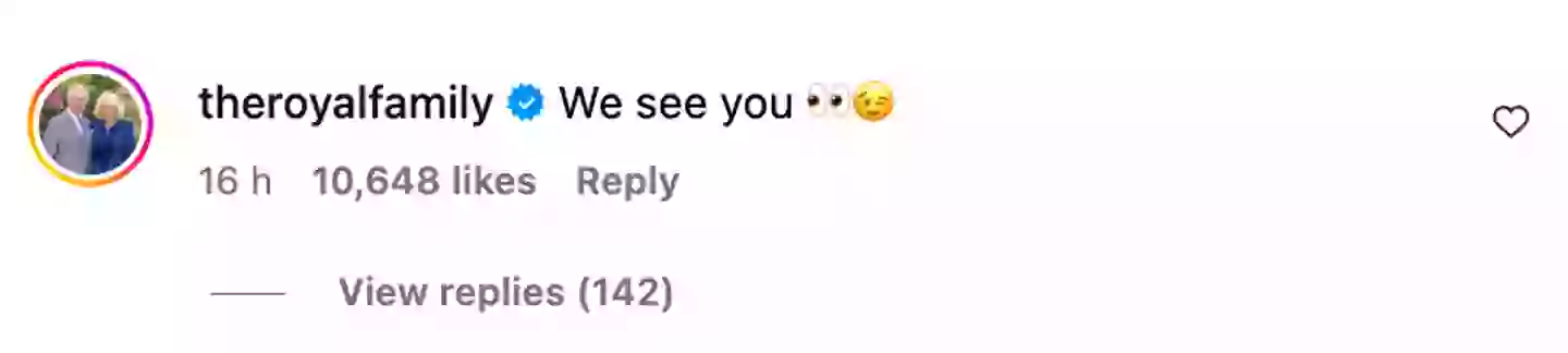 The Palace commented on the clip (Instagram/@jamielaing)
