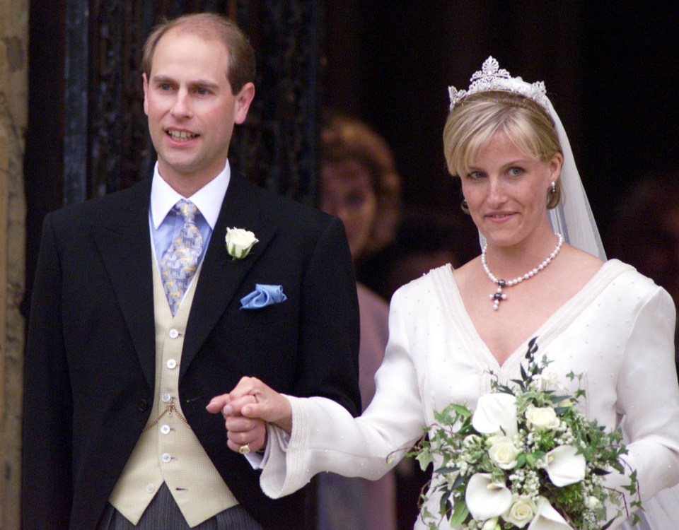 Prince Edward and Sophie Rhys-Jones leaving their wedding at St. George's Chapel, Windsor Castle.