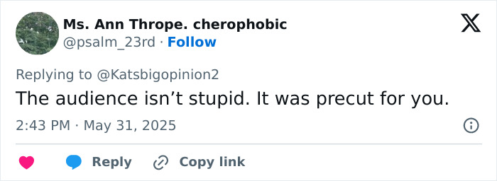 Tweet from user Ms. Ann Thrope responding to Meghan Markle’s kitchen hack, defending the audience against being called stupid. Tweet from user Ms. Ann Thrope responding to Meghan Markle’s kitchen hack, defending the audience against being called stupid.