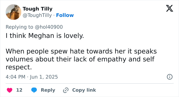 Tweet defending Meghan Markle, addressing backlash after sharing her kitchen hack amid public criticism. Tweet defending Meghan Markle, addressing backlash after sharing her kitchen hack amid public criticism.