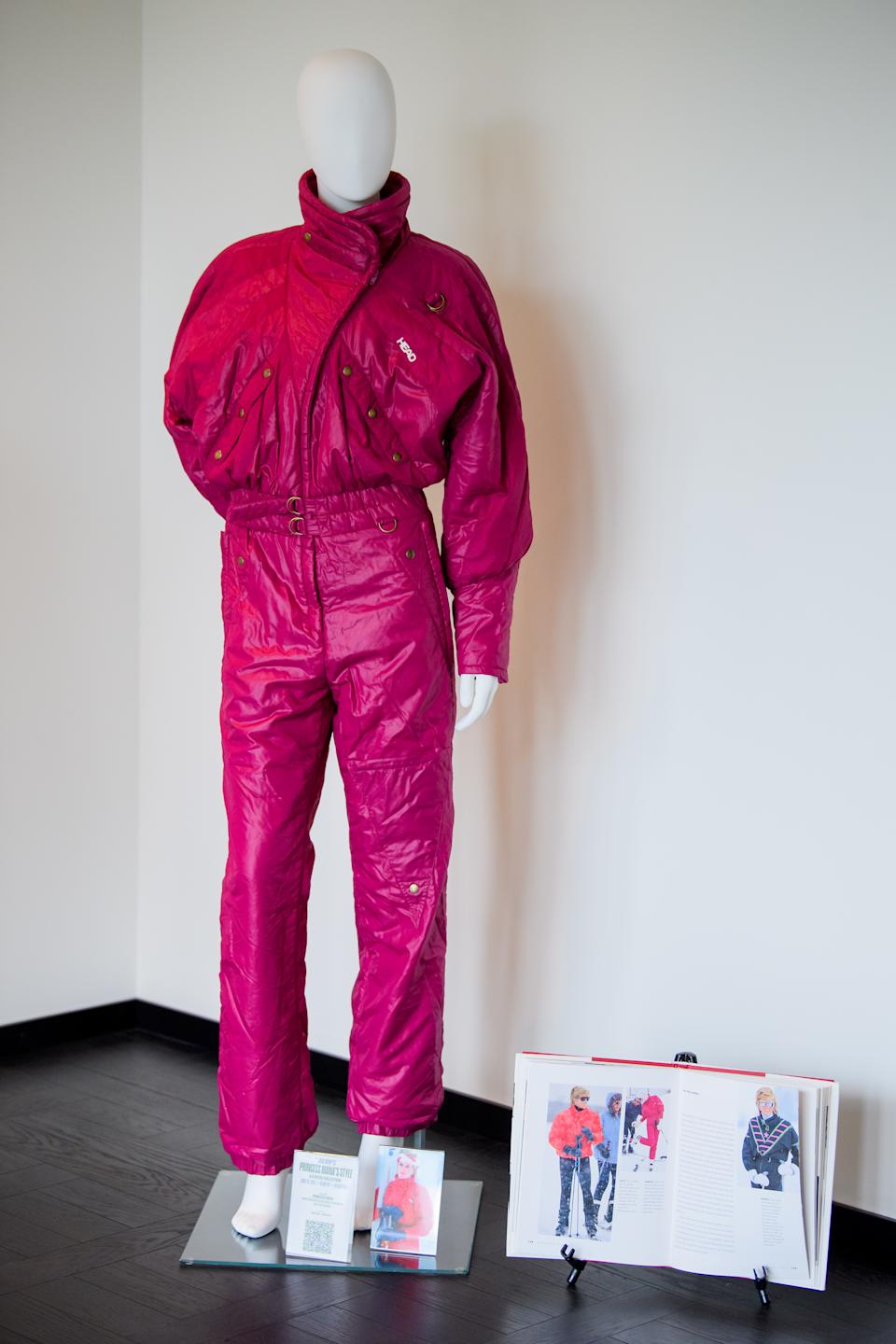 Princess Diana's pink ski suit on a mannequin