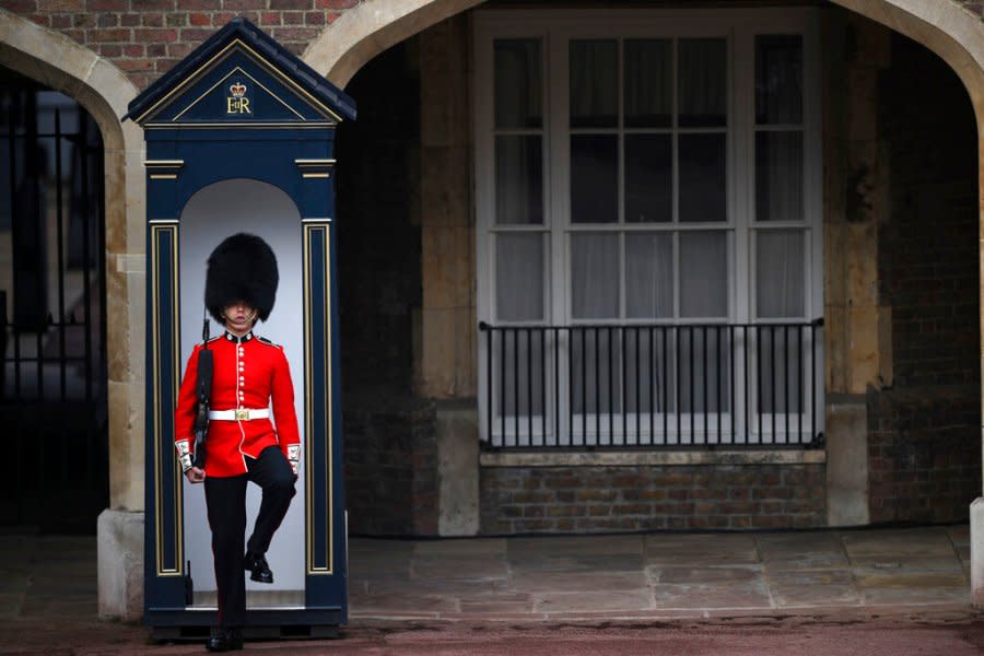 A member of the Coldstream Guards on duty in Friary Court outside of St James’s Palace in London, Saturday, Sept. 10, 2022, before the Accession Council ceremony, where King Charles III is formally proclaimed monarch. Charles automatically became King on the death of his mother, but the Accession Council, attended by Privy Councillors, confirms his role. (Daniel Leal/pool photo via AP)