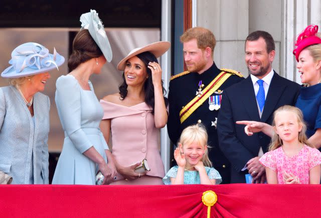 Getty Images Members of the royal family, including Meghan Markle and Prince Harry, at Trooping the Colour on June 9, 2018