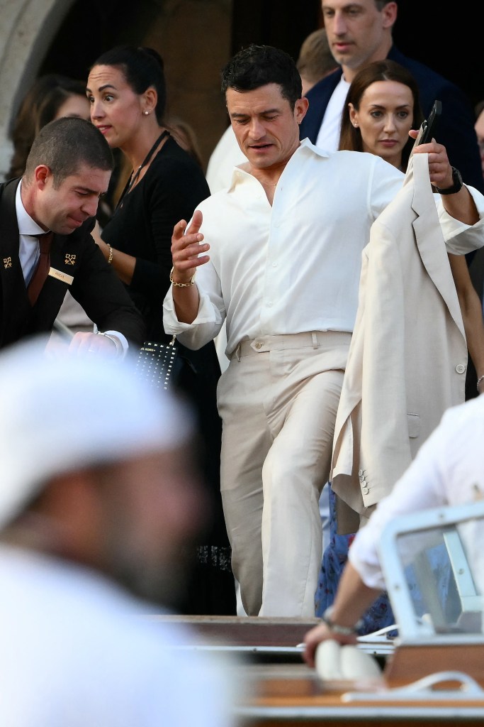 Orlando Bloom attends the pre wedding event of Jeff Bezos and Lauren Sanchez in Venice, Italy