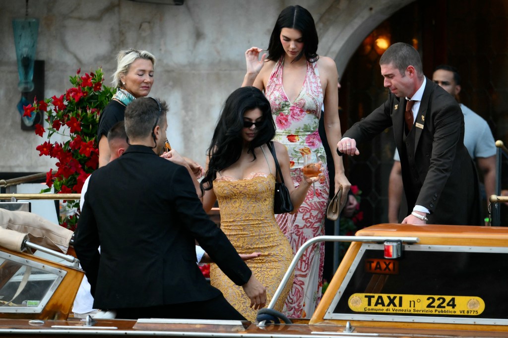 Kendall Jenner and Kylie Jenner attends the pre wedding event of Jeff Bezos and Lauren Sanchez in Venice, Italy