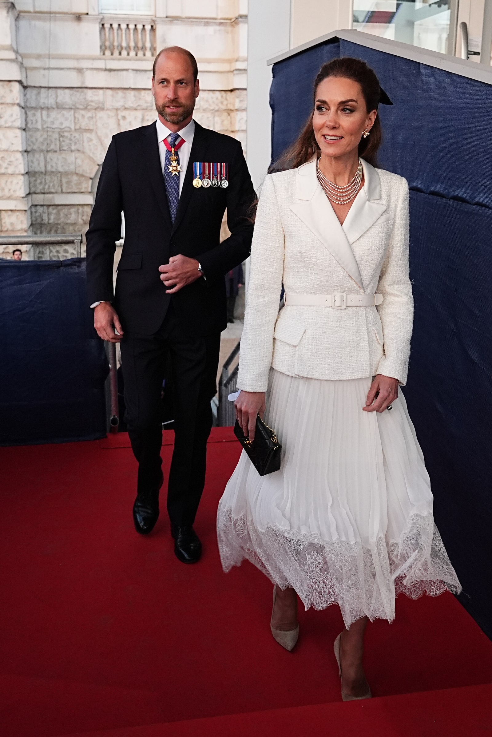 LONDON ENGLAND MAY 08 William Prince of Wales and Catherine Princess of Wales arrive to attend a concert celebrating...