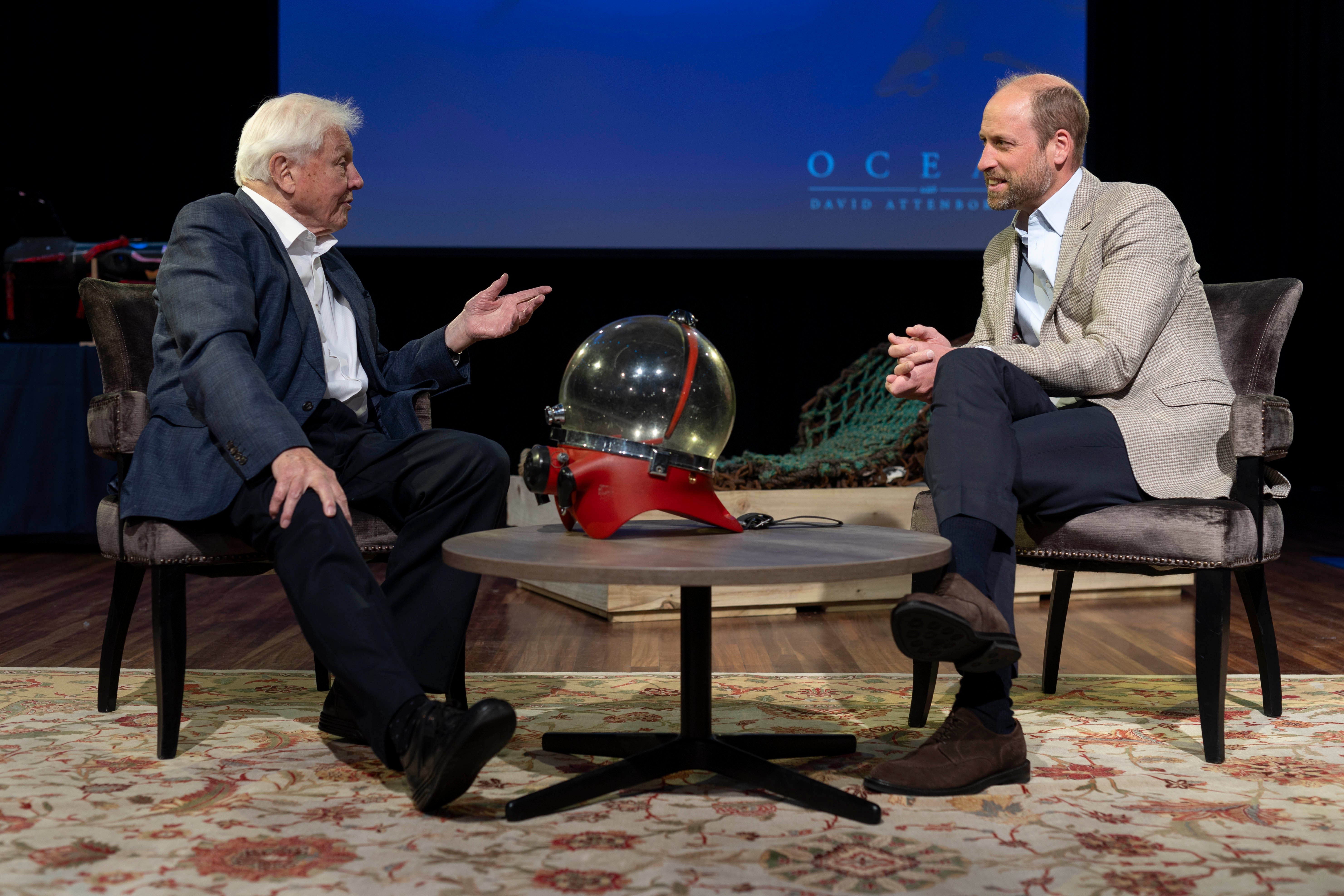 Prince William and Sir David Attenborough recorded a discussion for the premiere of 'Ocean' at The Royal Festival Hall on 6 May