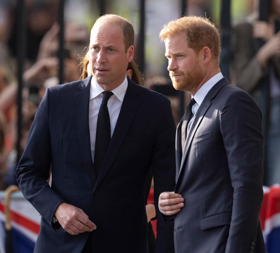 William and Harry interacting during Queen Elizabeth’s funeral in September 2022. TheImageDirect.com