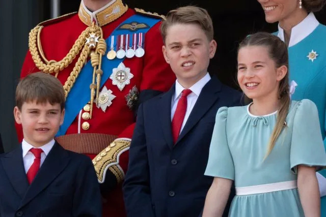 Mark Cuthbert/UK Press via Getty Prince Louis, Prince George and Princess Charlotte at Trooping the Colour on June 14, 2025