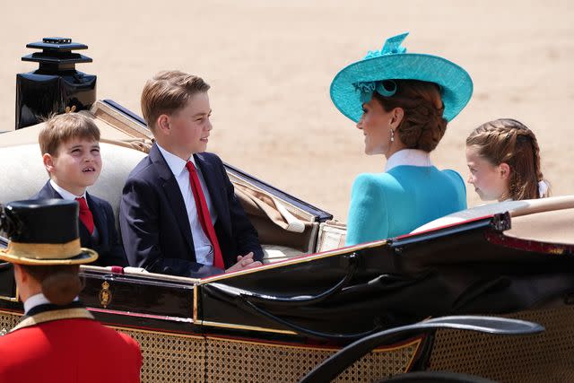 Jonathan Brady/PA Images via Getty Prince Louis, Prince George, Kate Middleton and Princess Charlotte at Trooping the Colour on June 14, 2025