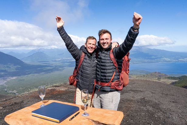 Scott Mills and his then-fiance Sam Vaughan in Celebrity Race Across the World 