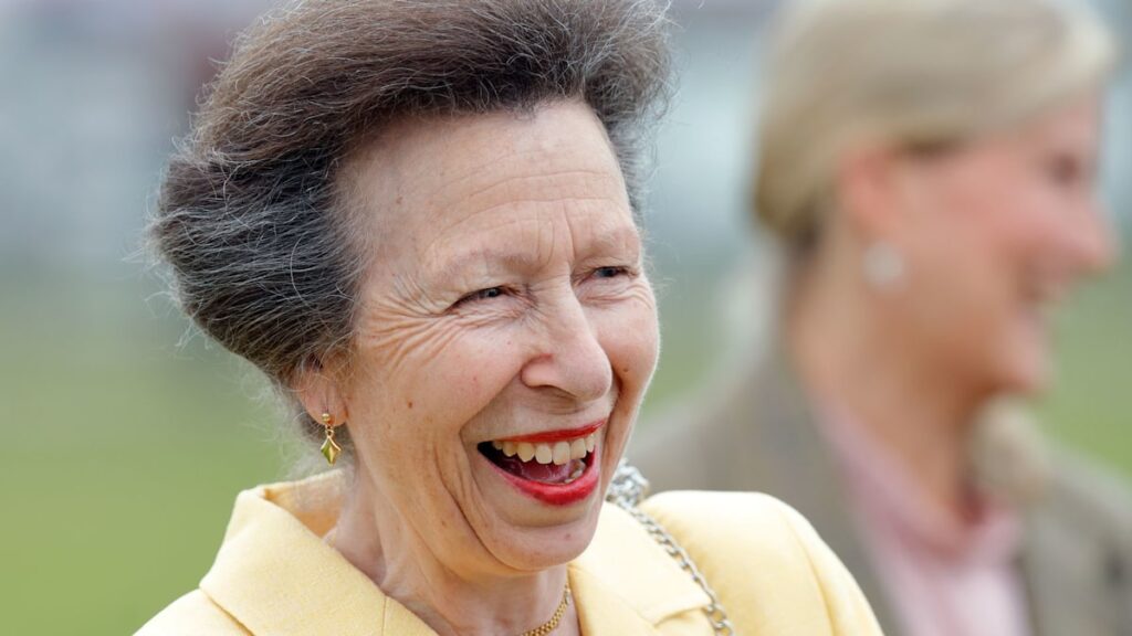 Princess Anne commands attention in metallic lipstick as she supports Prince William