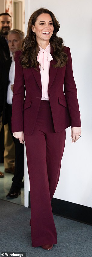 Kate champions sustainable fashion, frequently rewearing her favourite suit by Roland Mouret
