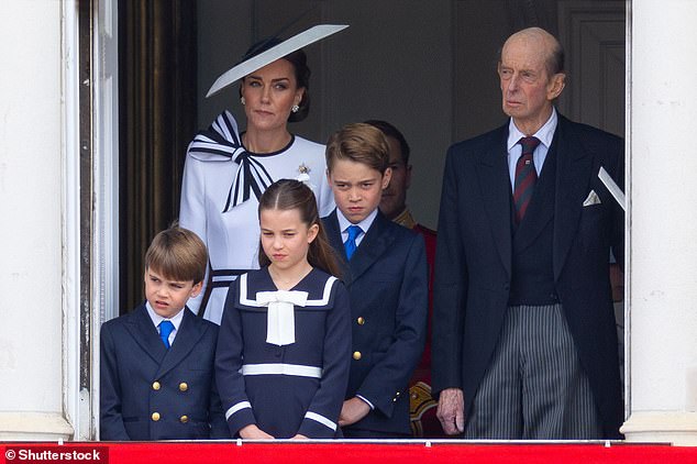 Kate's nautical-inspired palette was a modern classic, harmonising beautifully with her children's outfits and offering a nod to family unity