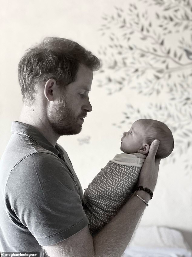 Another image showed Prince Harry holding Lilibet as a baby while they looked at each other