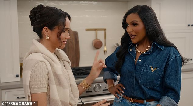 Meghan 'corrects' her friend, actress and comedienne Mindy Kaling,saying: 'You know I’m Sussex now’