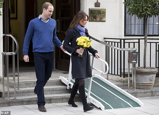 The now-Prince and Princess of Wales leave King Edward VII hospital after Kate was hospitalised there in 2012 during her first pregnancy