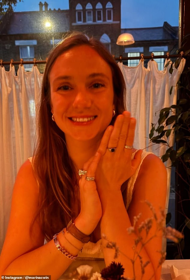 Lady Marina confirmed the news with three images showing her gorgeous engagement ring