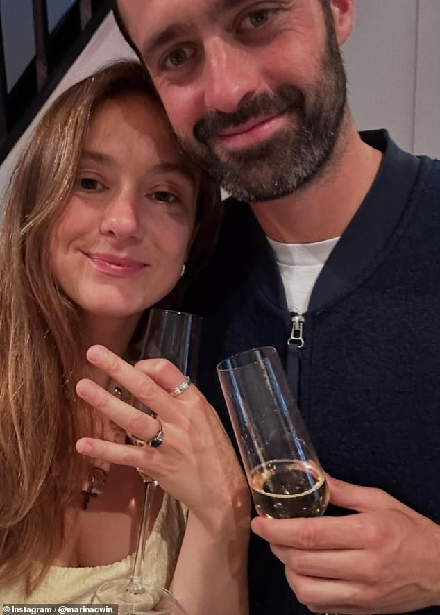 The intending couple, both 32, have been dating for around two years. They celebrated the news with a toast together