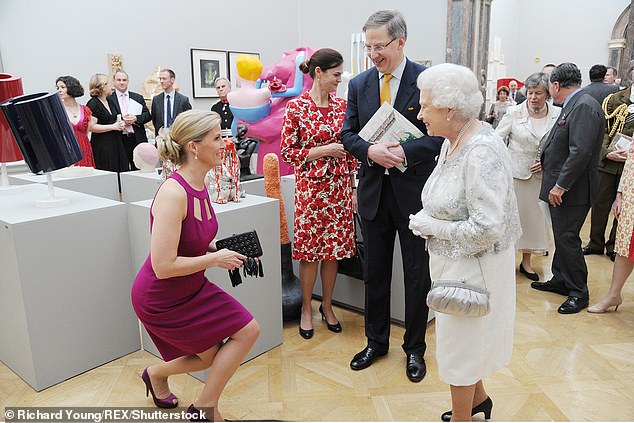 On another occasion, the Queen appeared delighted to be greeted by Sophie during a celebration at the Royal Academy of Arts in May 2012