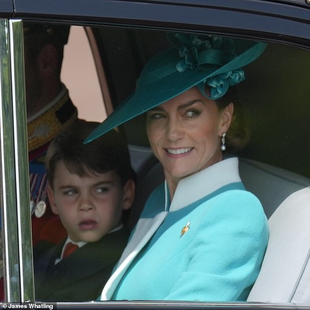Prince Louis didn't look thrilled to be joining today's celebrations, which take place every year to mark the monarch's birthday