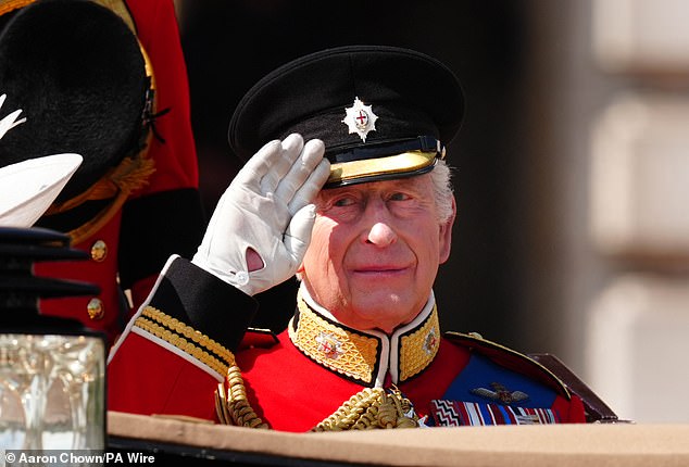 King Charles III leaves Buckingham Palace ahead of Trooping the Colour ceremony in central London