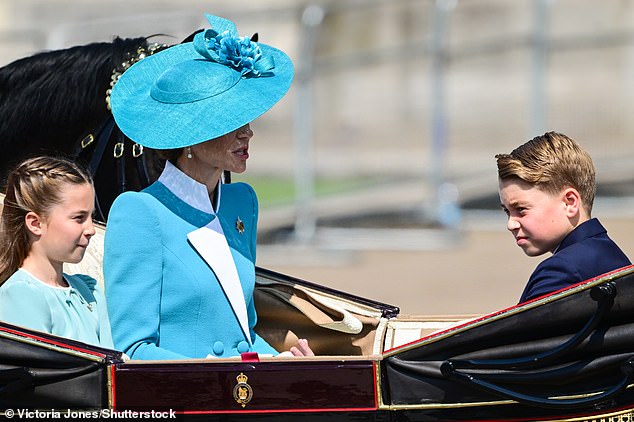The Princess of Wales and her children wore coordinating outfits as they took part in the public spectacle today