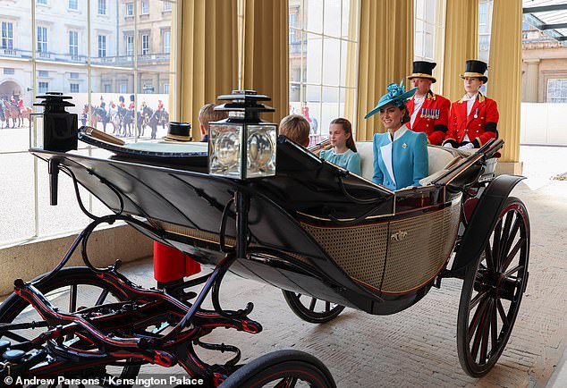 The Prince and Princess of Wales are joined by members of the Royal Family during the Trooping of the Colour at Buckingham Palace