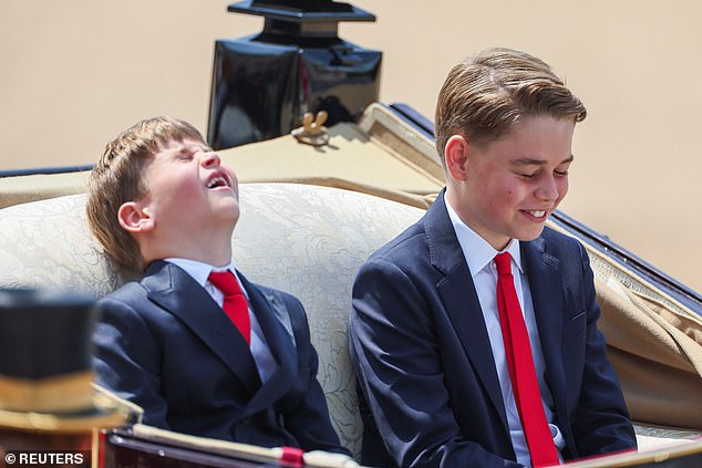 Prince Louis made his most memorable Trooping the Colour appearance today as the young royal's antics ensured all eyes were on him during the famed Royal Air Force flypast over Buckingham Palace