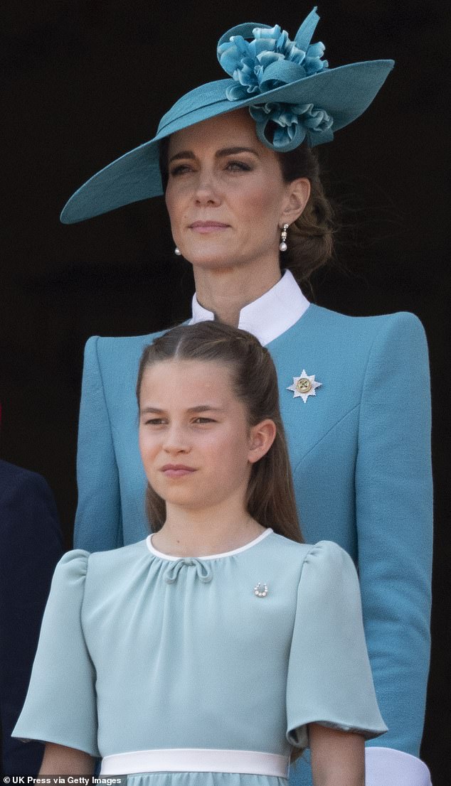 And Princess Charlotte also paid tribute to her great-grandmother by rewearing a brooch she first wore to Queen Elizabeth's funeral