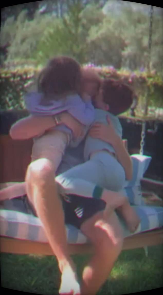 Harry is seen being coddled by his two children, Archie and Lilibet, in a heartwarming clip from Meghan's latest Instragram post